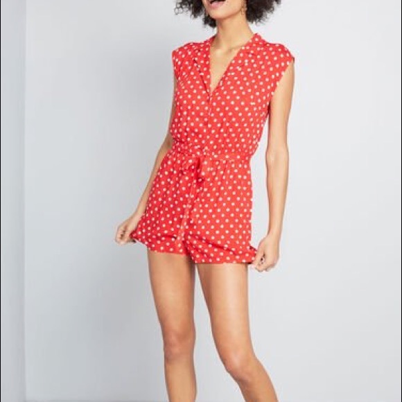 Modcloth Pants - Red Polkadot Romper